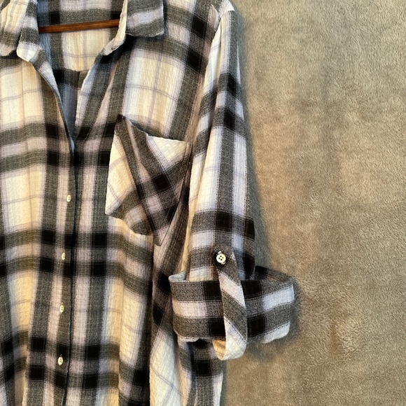 DEX PLUS Size 2X Soft Plaid Button Down Shirt Purple Flannel Cabincore Grunge - Picture 4 of 10